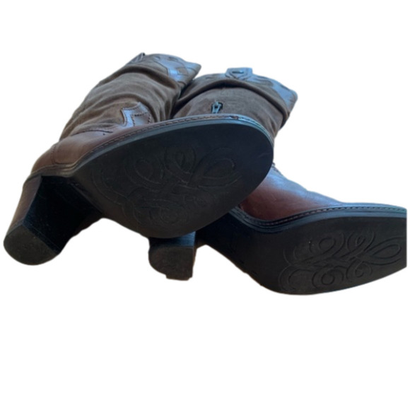 Vtg Italian ALTO GRADIMENTO Womens Brown Suede leather Cowboy boots - Picture 10 of 17